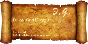 Duka Györgyi névjegykártya